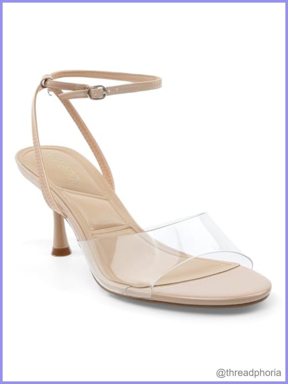 Womens Clear Slingback Kitten Heels Peep Toe Ankle Strap Dress Sandals